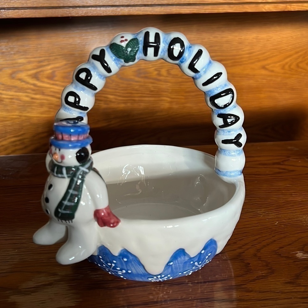 Happy Holidays Snowman Bowl